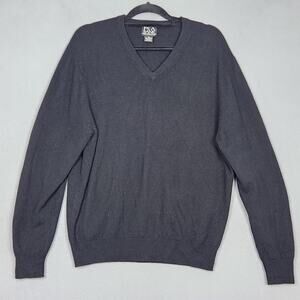 Jos A Bank Sweater Mens Medium Black 100% Cashmere V Neck Pullover Knit Classic